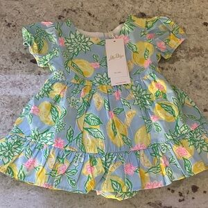 Lilly Pulitzer Blue Dress with Lemon and Floral Print